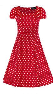 Claudia Flirty Fifties Style Dress in Red