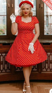 Claudia Flirty Fifties Style Dress in Red
