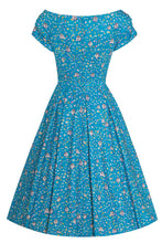 Load image into Gallery viewer, Lily Hedgehogs Blue Off Shoulder Dress