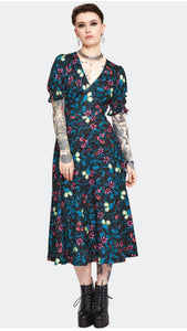 Venus Flytrap Print Midi Dress