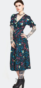 Venus Flytrap Print Midi Dress