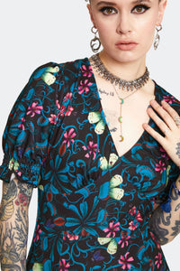 Venus Flytrap Print Midi Dress