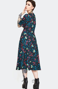 Venus Flytrap Print Midi Dress
