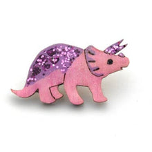 Load image into Gallery viewer, Triceratops Pin Badge Pink