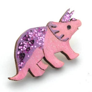 Triceratops Pin Badge Pink