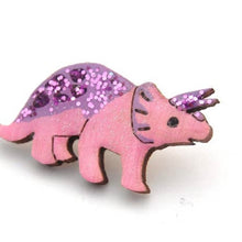 Load image into Gallery viewer, Triceratops Pin Badge Pink
