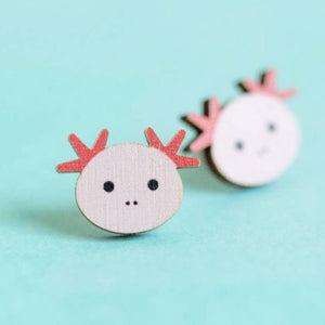 Axolotl Wooden Stud Earrings