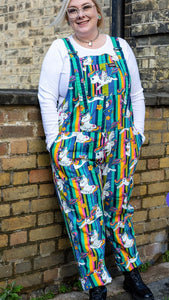 Unicorn Stripes Stretch Twill Dungarees