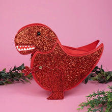 Load image into Gallery viewer, Red Glitter Dino Bag