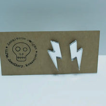 Load image into Gallery viewer, Lightning Bolt Stud Silver