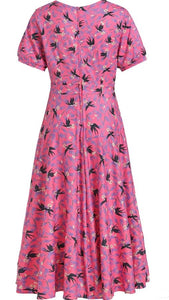 Julia Pink Swallow Sleeved Dress