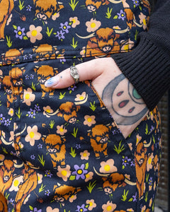 Highland Cows Stretch Twill Dungarees