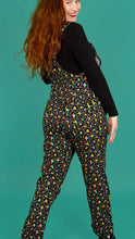 Load image into Gallery viewer, Grey Rainbow Leopard Stretch Twill Dungarees