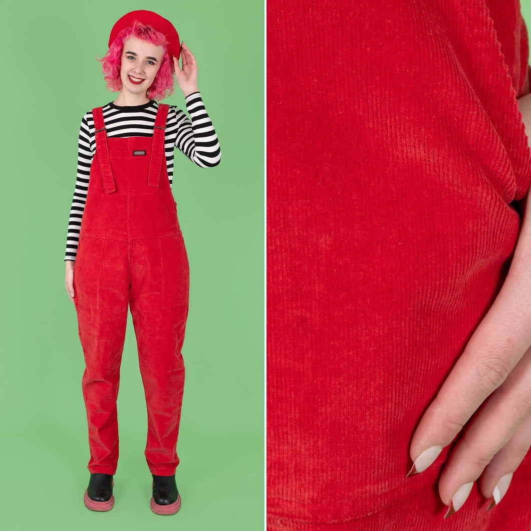 Red Stretch Corduroy Dungarees