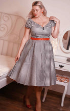Load image into Gallery viewer, Lily Houndstooth Sleeved Full Circle Dress in Black/White