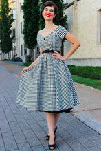 Load image into Gallery viewer, Lily Houndstooth Sleeved Full Circle Dress in Black/White