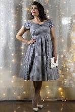 Load image into Gallery viewer, Lily Houndstooth Sleeved Full Circle Dress in Black/White