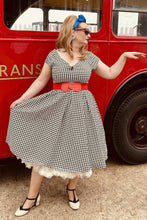 Load image into Gallery viewer, Lily Houndstooth Sleeved Full Circle Dress in Black/White