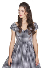 Load image into Gallery viewer, Lily Houndstooth Sleeved Full Circle Dress in Black/White