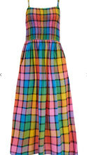 Load image into Gallery viewer, Denali Midi Shirred Sundress - Multi, Summer Rainbow Check