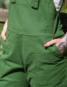 Rebel Romance Forest Green Stretch Twill Dungarees