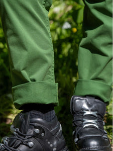 Rebel Romance Forest Green Stretch Twill Dungarees