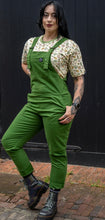 Load image into Gallery viewer, Rebel Romance Forest Green Stretch Twill Dungarees
