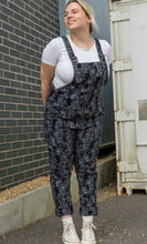 Load image into Gallery viewer, Rebel Romance Black Floral Cobweb Stretch Dungarees