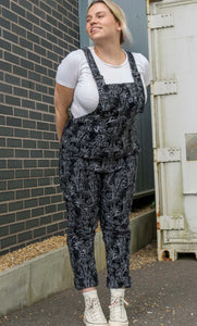 Rebel Romance Black Floral Cobweb Stretch Dungarees