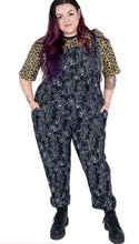 Load image into Gallery viewer, Rebel Romance Black Floral Cobweb Stretch Dungarees