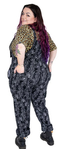 Rebel Romance Black Floral Cobweb Stretch Dungarees