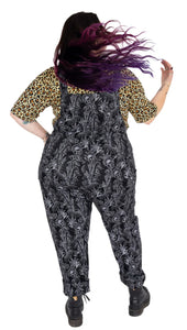 Rebel Romance Black Floral Cobweb Stretch Dungarees