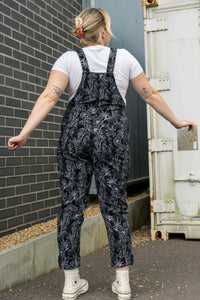 Rebel Romance Black Floral Cobweb Stretch Dungarees