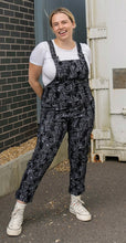 Load image into Gallery viewer, Rebel Romance Black Floral Cobweb Stretch Dungarees