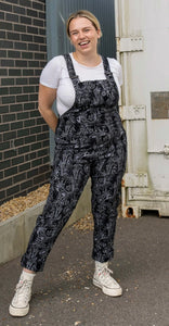Rebel Romance Black Floral Cobweb Stretch Dungarees