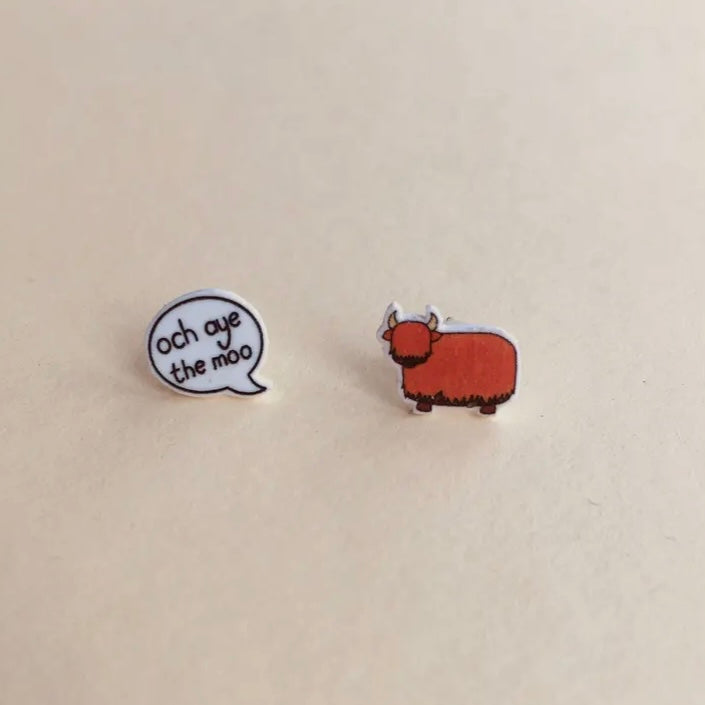 Highland Cow & Speech Bubble Earrings