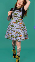 Load image into Gallery viewer, Blue Adventure Dinosaur Flared Pinafore Dress