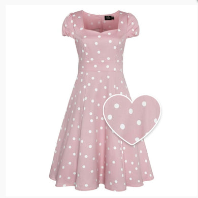 Claudia Light Pink and White Polka Dots Classic Fifties Style Dress