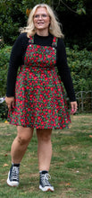 Load image into Gallery viewer, Rebel Romance Strawberry Field Stretch Flared Pinafore