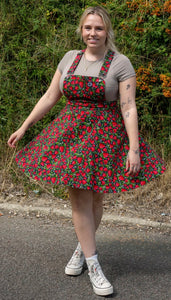 Rebel Romance Strawberry Field Stretch Flared Pinafore