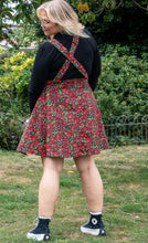 Load image into Gallery viewer, Rebel Romance Strawberry Field Stretch Flared Pinafore