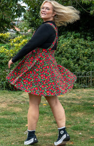 Rebel Romance Strawberry Field Stretch Flared Pinafore