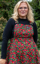 Load image into Gallery viewer, Rebel Romance Strawberry Field Stretch Flared Pinafore