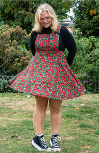Rebel Romance Strawberry Field Stretch Flared Pinafore