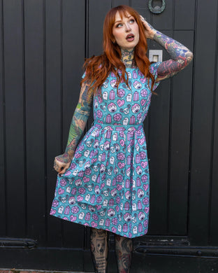 Halloween: Pretty Spooky Stretch Belted Tea Dress with Pockets