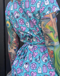 Halloween: Pretty Spooky Stretch Belted Tea Dress with Pockets