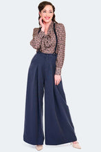 Load image into Gallery viewer, Wide Leg Suspender Trousers Navy