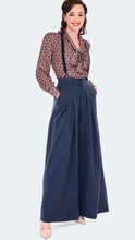 Load image into Gallery viewer, Wide Leg Suspender Trousers Navy