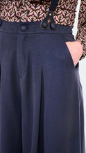 Load image into Gallery viewer, Wide Leg Suspender Trousers Navy