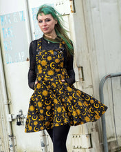 Load image into Gallery viewer, Rebel Romance Celestial Sun and Moon Stretch Flared Pinafore